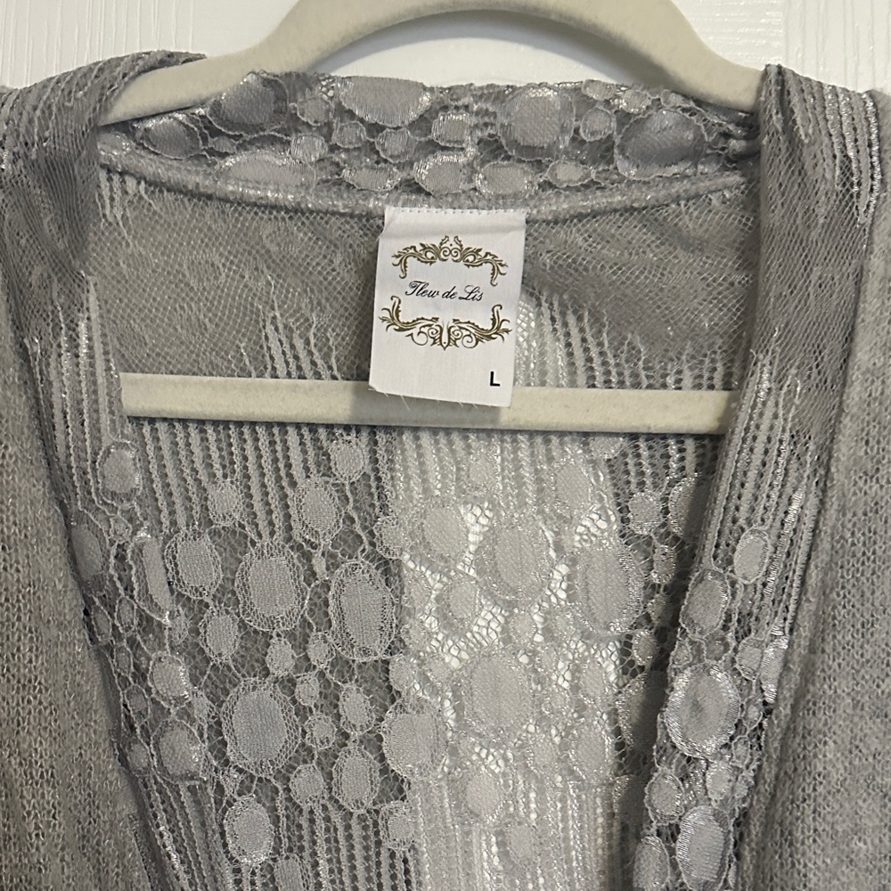 Fleur de Lis Collection Gray Cardigan - Picture 2 of 8